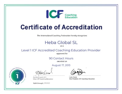 Heba Global Level 1 ICF Certificate Accreditation